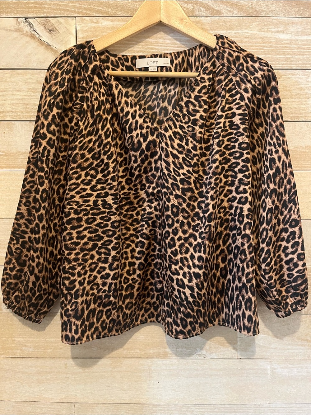 LOFT Leopard Print V-Neck Blouse